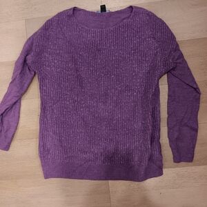 Westbound Purple Ribbed Crewneck Sweater